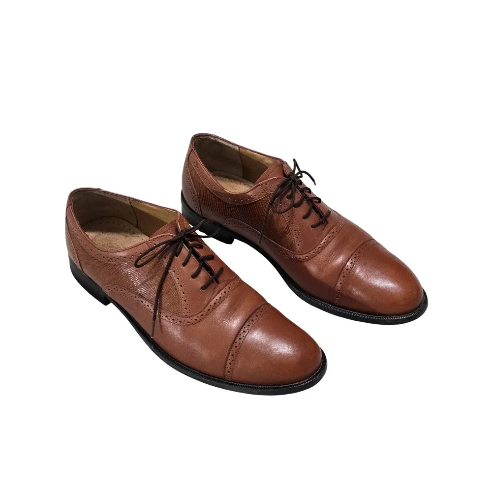 Diplomat 1335 Mens Brown Leather Cap Toe Brogue Oxford Shoes 12 D